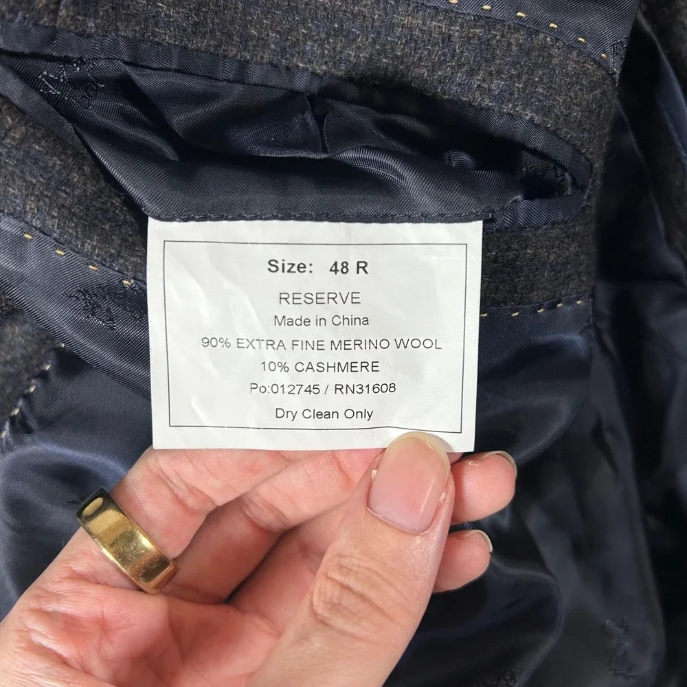 Jos A Bank Reserve Blazer 48R Wool Cashmere E Thomas Italian Fabric Sport‎ Coat